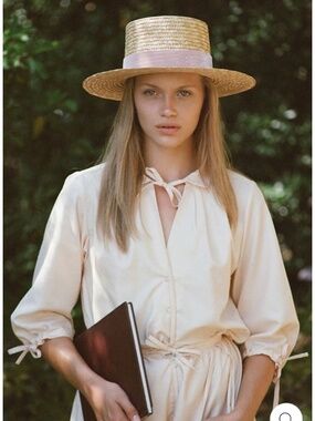 LACK OF COLOR - PINK VELOUR STRAW HAT